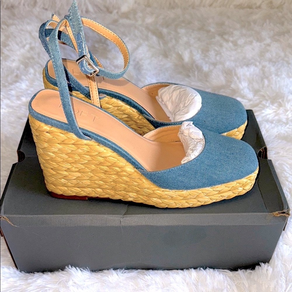Loft Chambray Espadrille Wedge Sandals - Picture 2 of 10